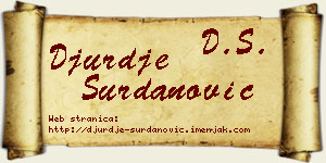 Đurđe Surdanović vizit kartica